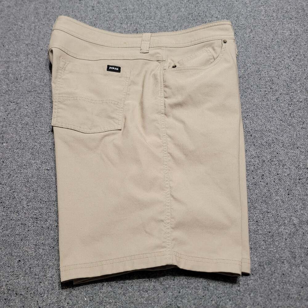 Prana Shorts Men 38x9 Khaki Brion II Performance Stretch Hike Trail Travel Climb